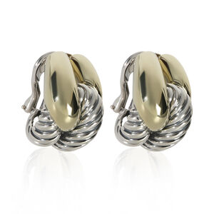 David Yurman Yellow Gold & Sterling Silver Labyrinth Earrings